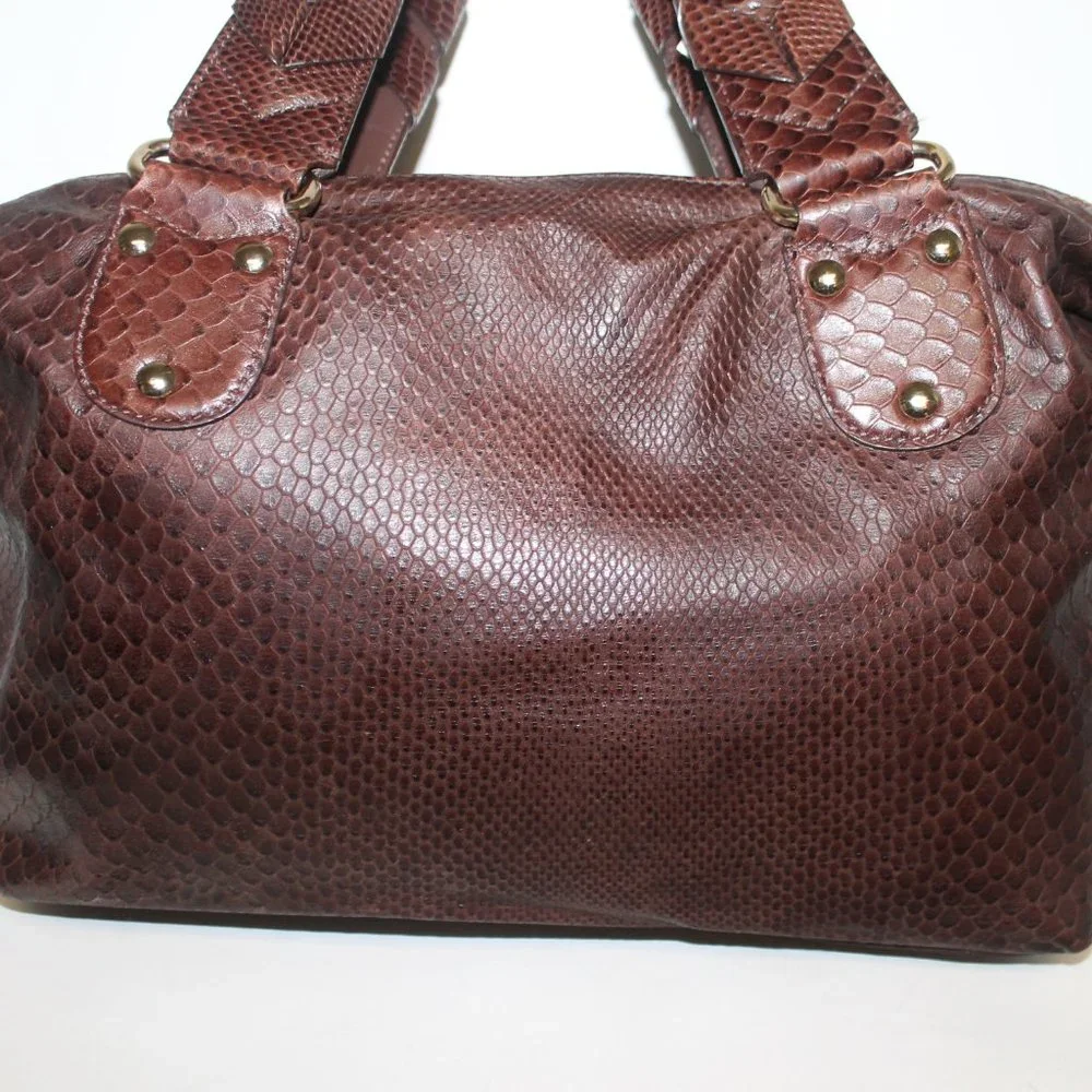 Cole Haan Brown Leather Tote with Gold Chain Detail